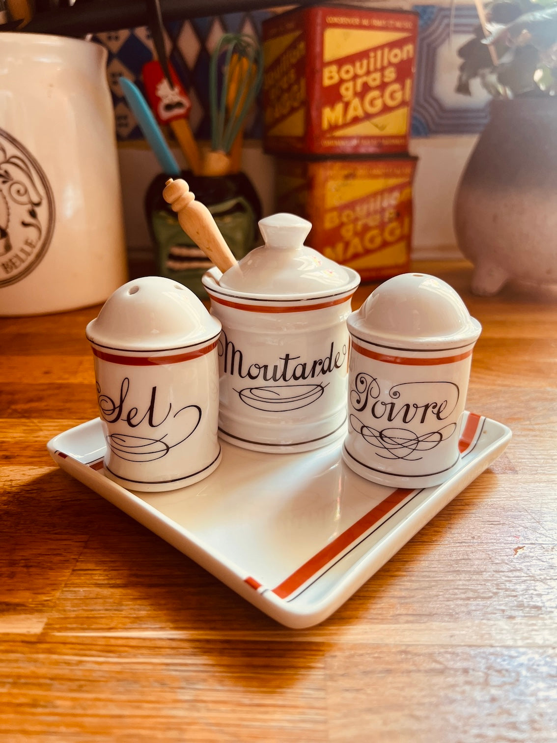 Service à condiments vintage en Porcelaine d'Auteuil  - Made in France