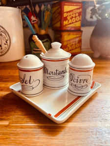 Service à condiments vintage en Porcelaine d'Auteuil  - Made in France