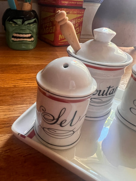 Service à condiments vintage en Porcelaine d'Auteuil  - Made in France