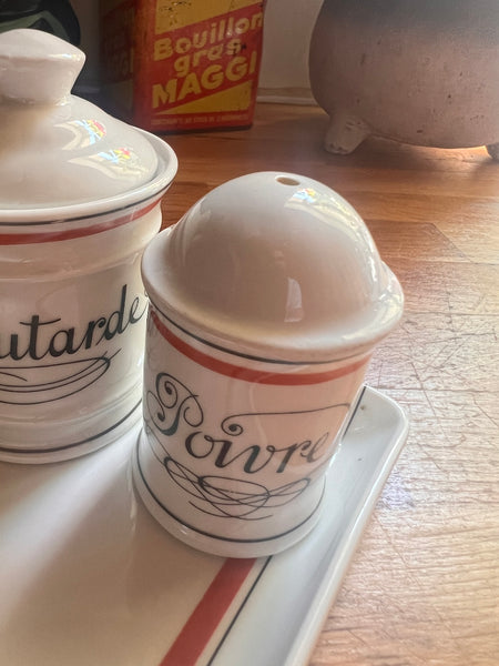 Service à condiments vintage en Porcelaine d'Auteuil  - Made in France