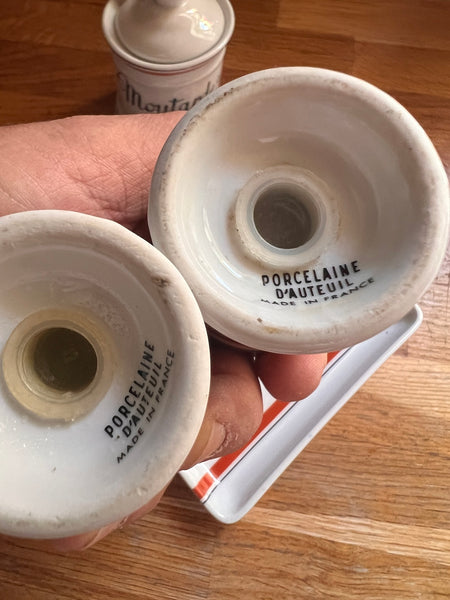 Service à condiments vintage en Porcelaine d'Auteuil  - Made in France