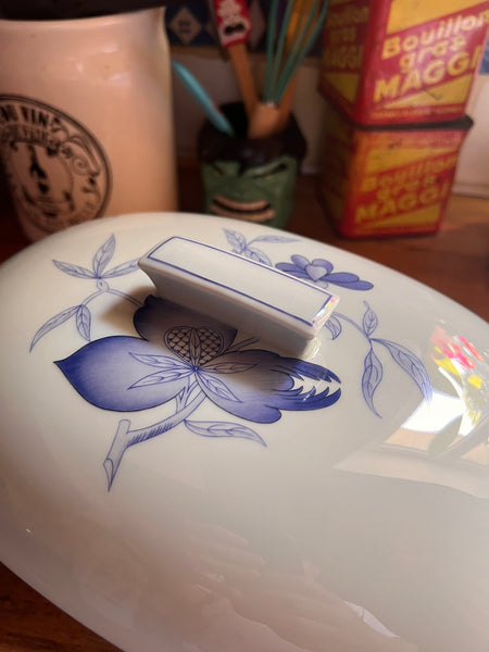 Terrine en porcelaine vintage Ch. Field Haviland Limoges Shangaï bleu orient - Années 70