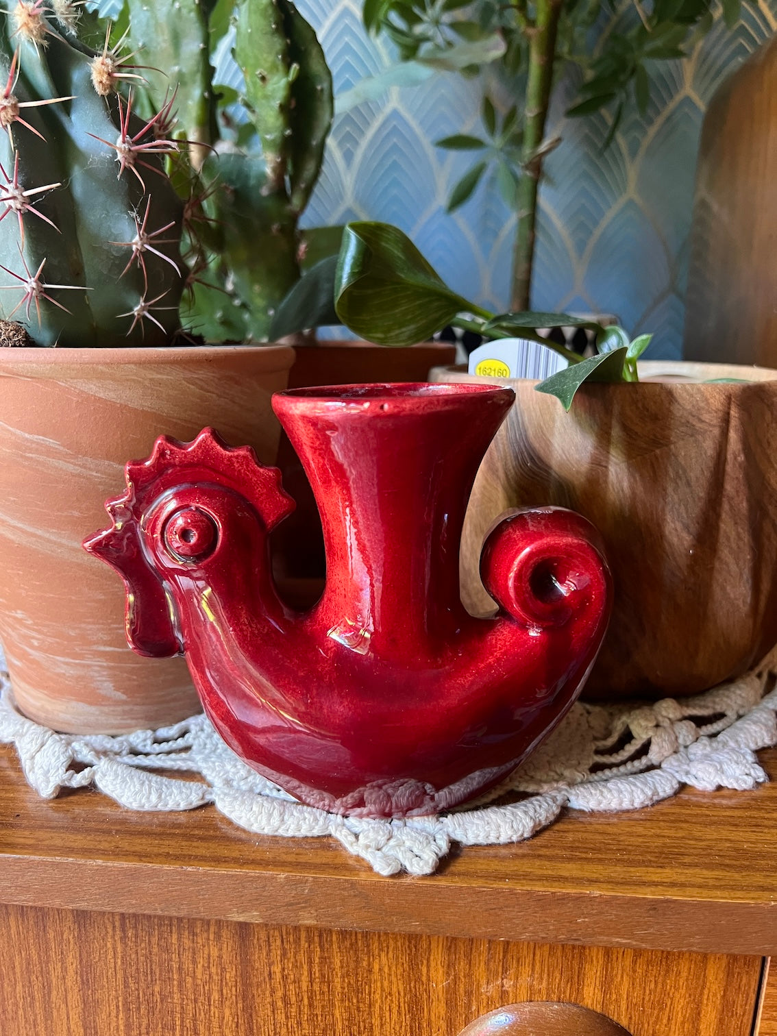 Petit vase Cocotte / Coq zoomorphe vintage La Poterie Périgourdine - Atelier Jean Varoqueaux - Années 60