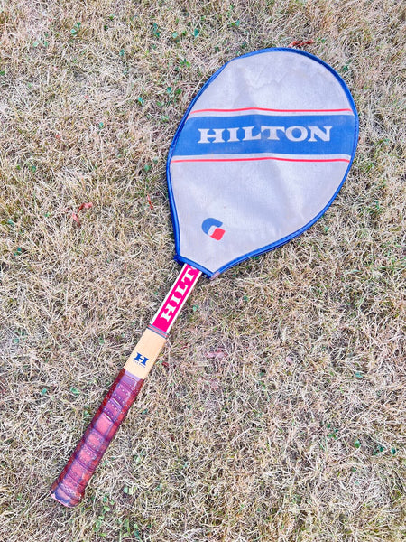Raquette de tennis vintage en bois Hilton Autograph avec housse et tendeur Zephyr