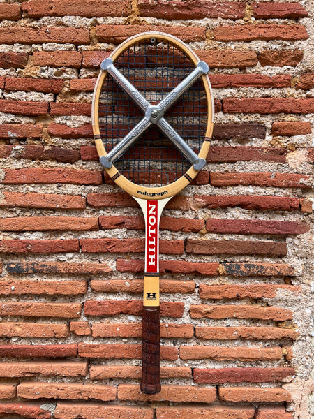 Raquette de tennis vintage en bois Hilton Autograph avec housse et tendeur Zephyr