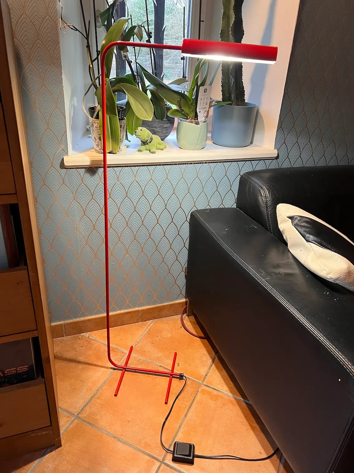 Lampadaire / liseuse vintage Kema Keur rouge - Années 70/80
