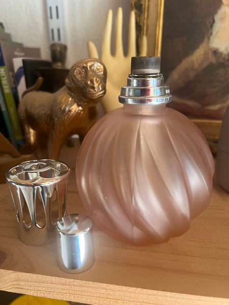 Lampe Berger vintage en verre rose poudré opaque