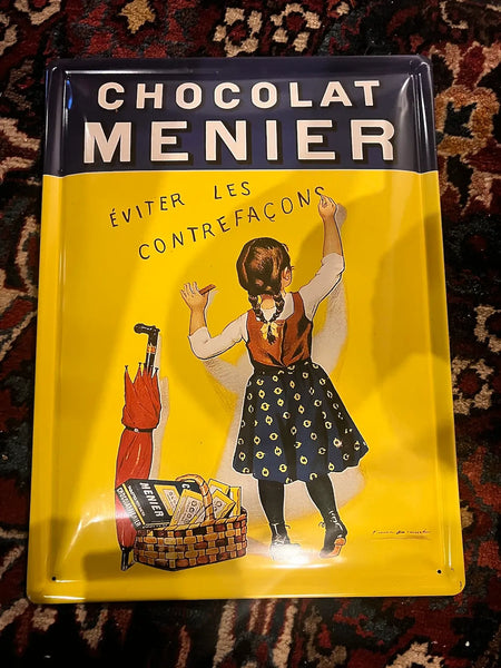Plaque métallique publicitaire bombée Chocolat Menier - Editions Clouet 40x30cm - 2018