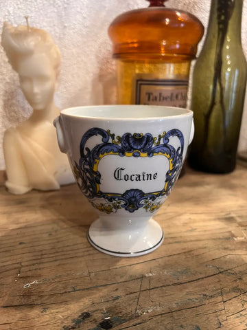 Pot d'apothicaire vintage Cocaïne en porcelaine de Limoges