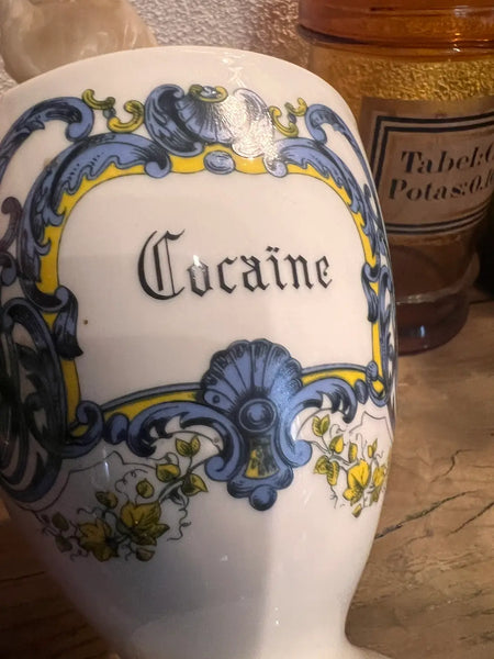 Pot d'apothicaire vintage Cocaïne en porcelaine de Limoges