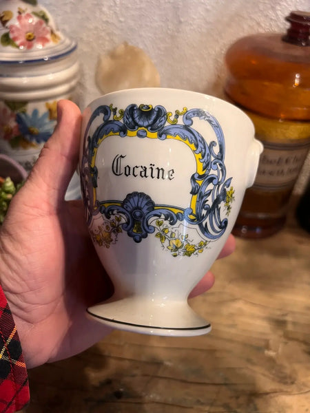 Pot d'apothicaire vintage Cocaïne en porcelaine de Limoges
