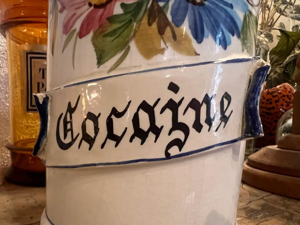 Pot d'apothicaire / de pharmacie vintage en faïence Cocaïne - Made in Italy