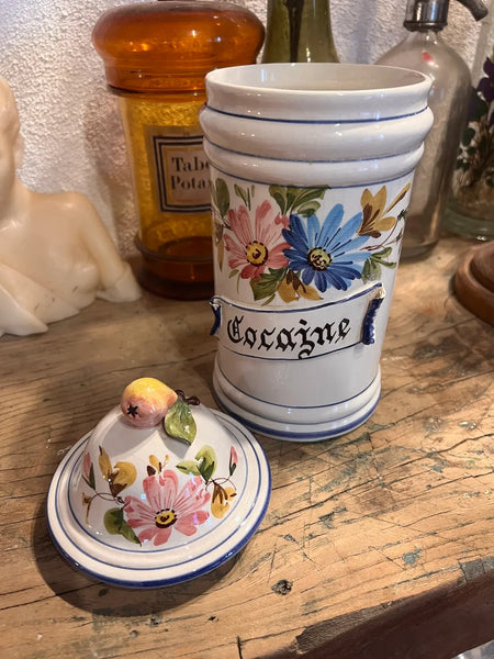 Pot d'apothicaire / de pharmacie vintage en faïence Cocaïne - Made in Italy