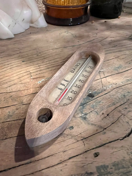 Thermomètre de bain en bois vintage