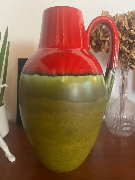 Grand vase à anse vintage en céramique Scheurich Keramik 279-38 - West Germany - Années 70