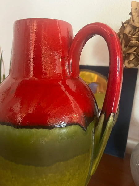 Grand vase à anse vintage en céramique Scheurich Keramik 279-38 - West Germany - Années 70
