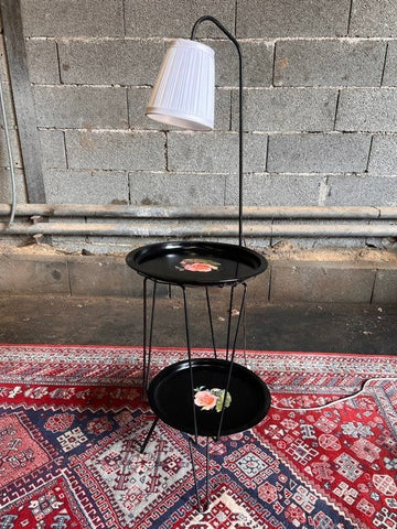 Lampadaire liseuse vintage en métal au motif de roses