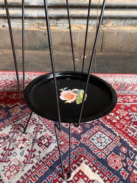 Lampadaire liseuse vintage en métal au motif de roses