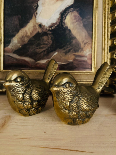 Paire d'oiseaux en laiton vintages