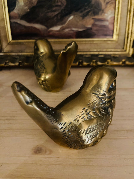 Paire d'oiseaux en laiton vintages