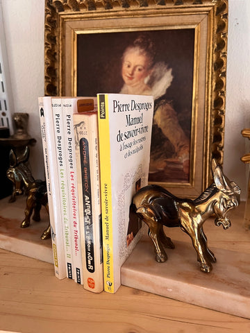 Le Sélectionneur - Brocante - Serre-livres vintage "Anes" en laiton et marbre