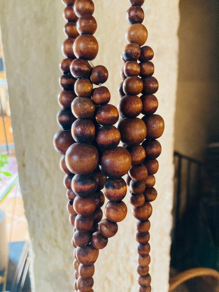 Suspension / Porte plante en billes de bois - Années 70