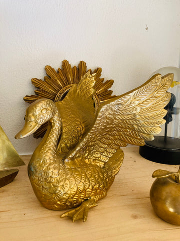 Le Sélectionneur - Cygne en laiton vintage hauteur 19cm