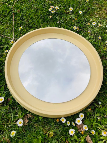 Miroir rond vintage beige / écru - Années 70