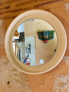 Miroir vintage rond blanc cassé 40cm de diamètre