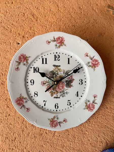 Horloge / pendule assiette Blaisinger quartz en porcelaine véritable