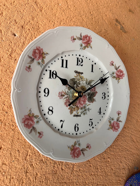 Horloge / pendule assiette Blaisinger quartz en porcelaine véritable