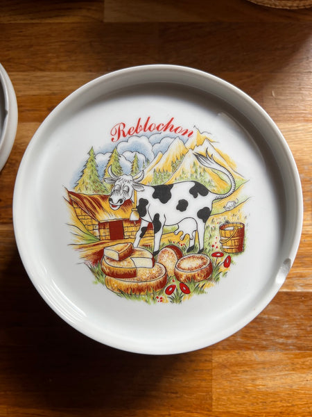 Service de 6 assiettes à fromage vintage en porcelaine L'Hirondelle Mehun sur Yevre