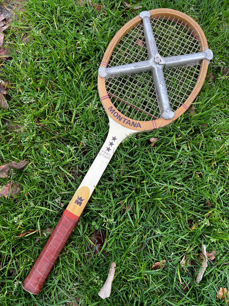 Raquette de tennis vintage en bois Montana Pro Star avec tendeur Zephyr