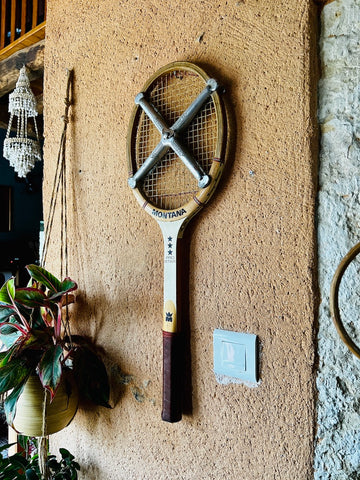 Raquette de tennis vintage en bois Montana Pro Star avec tendeur Zephyr