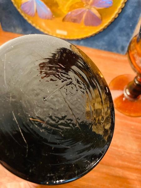 Paires de vases vintages en ouraline jaune/vert et base noire