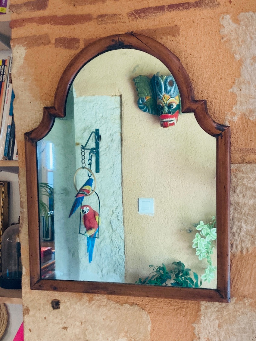 Miroir ancien en bois - 59cm de haut