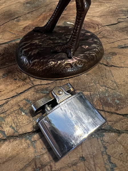 Briquet de table vintage Autruche / Emeu en cuivre patiné