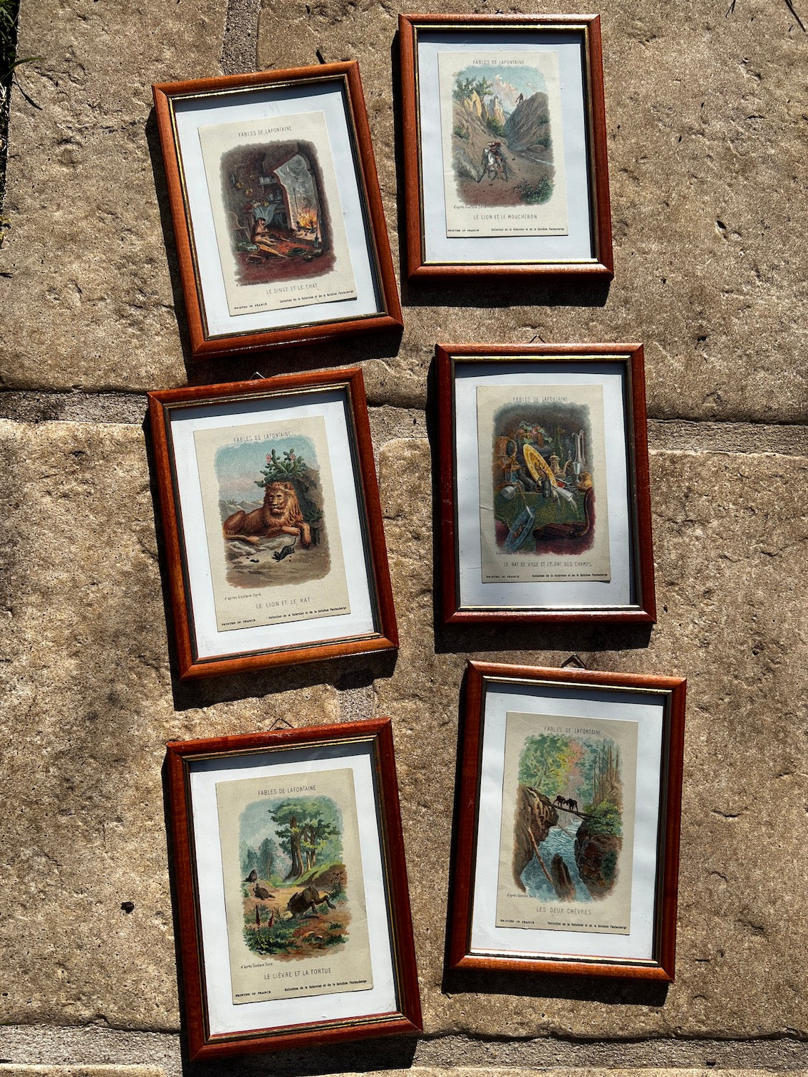 Lot de 6 chromos vintages Fables de la Fontaine - Kolarsine Pautauberge 1890-1910 d'après Gustave Doré