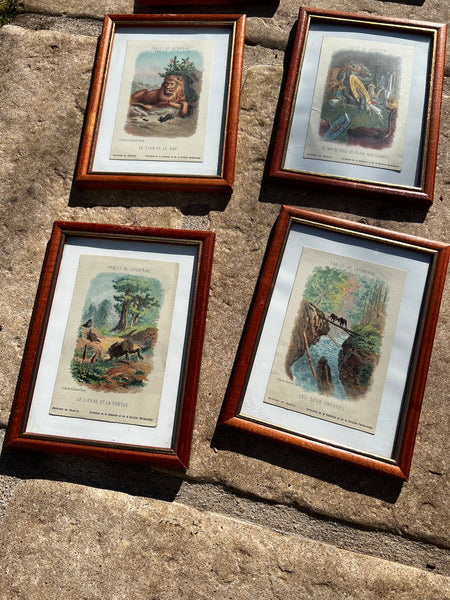 Lot de 6 chromos vintages Fables de la Fontaine - Kolarsine Pautauberge 1890-1910 d'après Gustave Doré