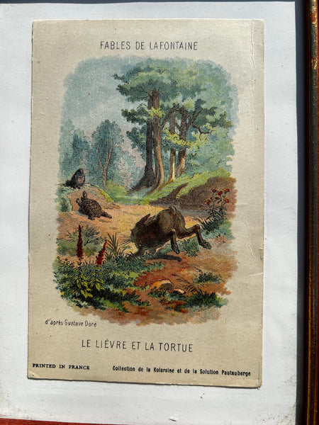 Lot de 6 chromos vintages Fables de la Fontaine - Kolarsine Pautauberge 1890-1910 d'après Gustave Doré