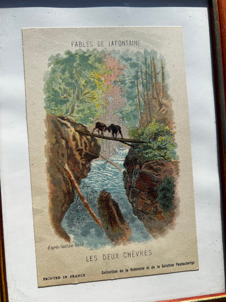 Lot de 6 chromos vintages Fables de la Fontaine - Kolarsine Pautauberge 1890-1910 d'après Gustave Doré