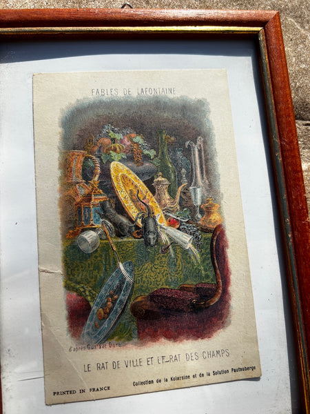 Lot de 6 chromos vintages Fables de la Fontaine - Kolarsine Pautauberge 1890-1910 d'après Gustave Doré