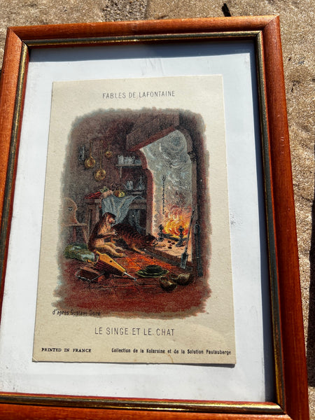 Lot de 6 chromos vintages Fables de la Fontaine - Kolarsine Pautauberge 1890-1910 d'après Gustave Doré