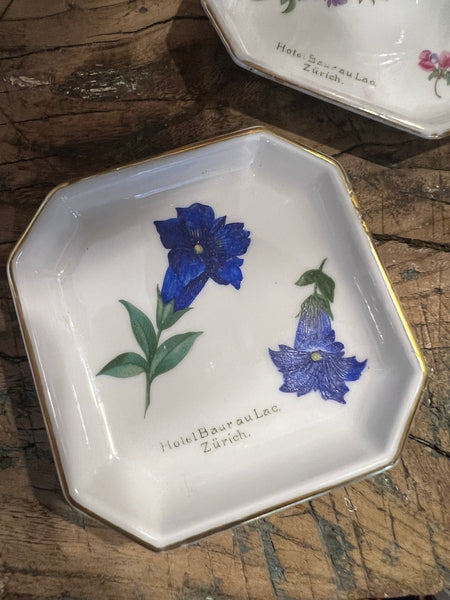 2 cendriers vintages en porcelaine G. Kiefer & Cie Schoenau - Hôtel Baur au Lac Zürich Suisse