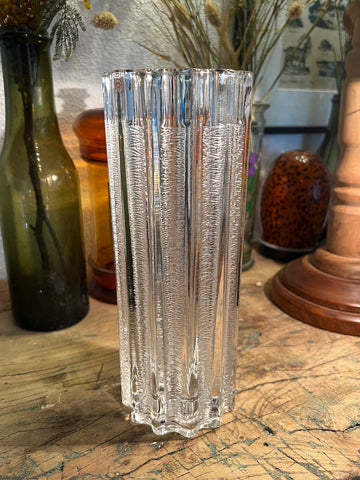 Vase cylindrique vintage en cristal - Italie - Années 60