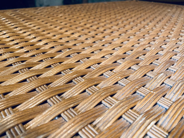 Table basse vintage en osier et fer forgé