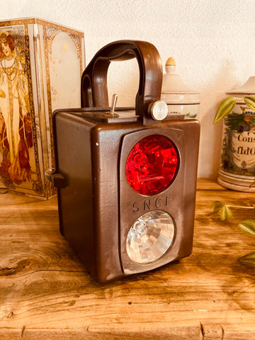 Lanterne SNCF vintage OLDHAM France double feux en bakélite