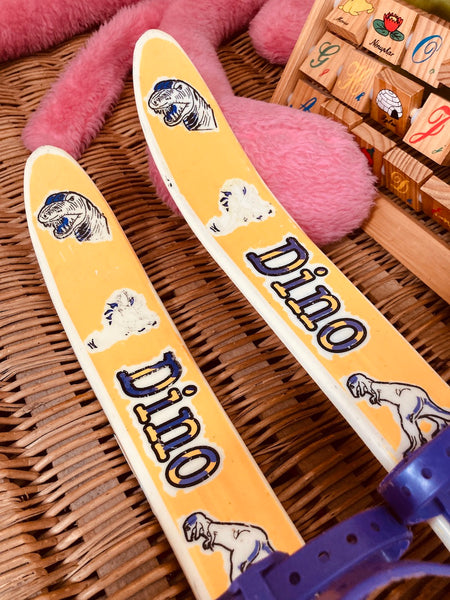 Paire de skis d'enfant Dino vintages Gaspo