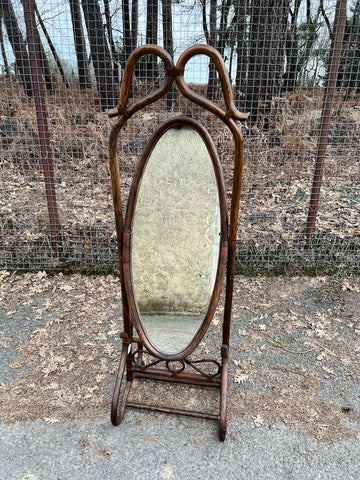 Psyché vintage en rotin marron foncé