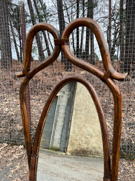 Psyché vintage en rotin marron foncé